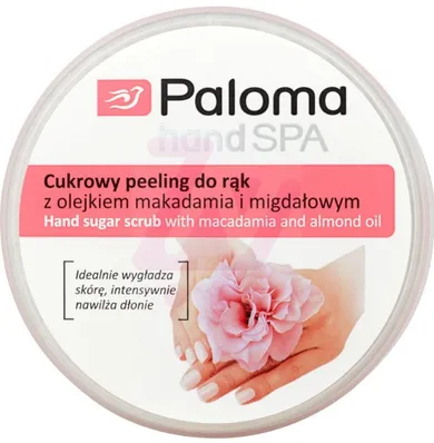 Paloma, Hand Spa Hand Sugar Scrub With Macadamia And Almond Oil, cukrowy peeling do rąk z olejkiem makadamia i migdałowym, 125 ml