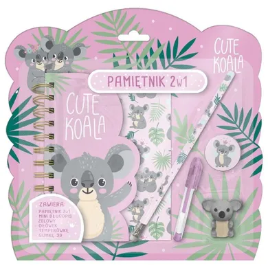 Pamiętnik z kłódką 2w1 + zestaw przyborów, Koala
