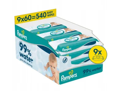 Pampers, 99% Water, chusteczki nawilżane dla dzieci, 9-60 szt.
