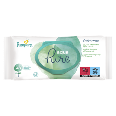 Pampers, Aqua Pure, chusteczki nawilżane, 1-48 szt.