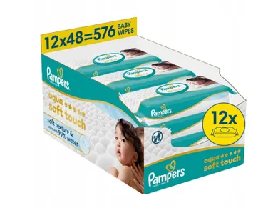 Pampers, Aqua Soft Touch, chusteczki nawilżane dla dzieci, 12-48 szt.