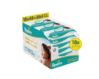 Pampers, Aqua Soft Touch, chusteczki nawilżane dla dzieci, 18-48 szt.