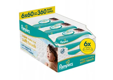 Pampers, Aqua Soft Touch, chusteczki nawilżane dla dzieci, 6-60 szt.