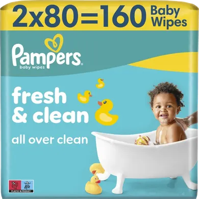 Pampers, Fresh Clean, chusteczki nawilżane dla dzieci, 2-80 szt.