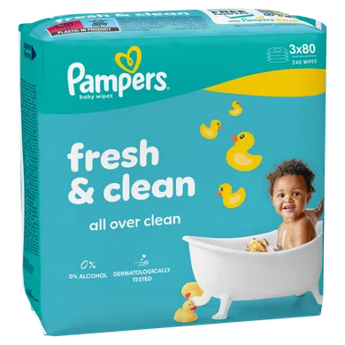 Pampers, Fresh Clean, chusteczki nawilżane dla dzieci, 3-80 szt.