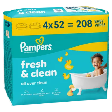 Pampers, Fresh Clean, chusteczki nawilżane dla dzieci, 4-52 szt.