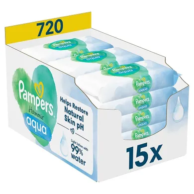 Pampers, Harmonie Aqua, chusteczki nawilżane, 15-48 szt.