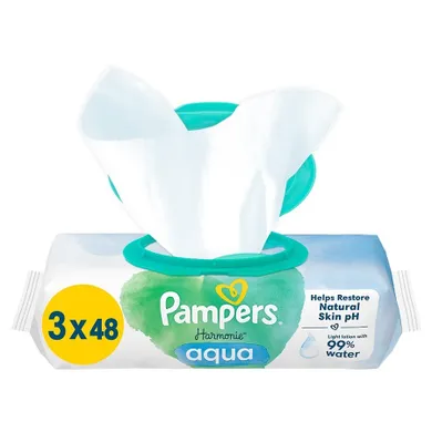 Pampers, Harmonie, Aqua, chusteczki nawilżane, 3-48 szt.