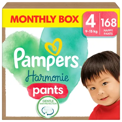 Pampers, Harmonie Baby, pieluchomajtki, rozmiar 4, 9-15 kg, 168 szt.