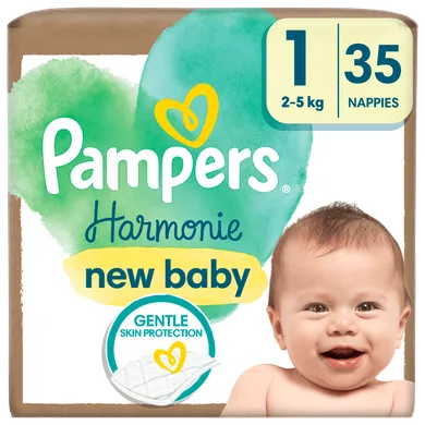 Pampers, Harmonie Baby, pieluchy jednorazowe, rozmiar 1, 2-5 kg, 35 szt.