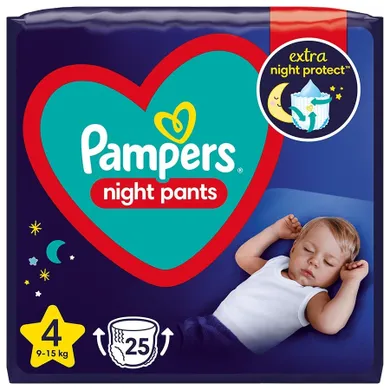 Pampers, Night Pants, pieluchomajtki, rozmiar 4, 9-15 kg, 25 szt.