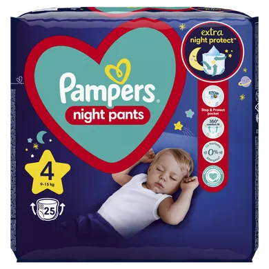Pampers, Night Pants, pieluchomajtki, rozmiar 4, 9-15 kg, 25 szt.