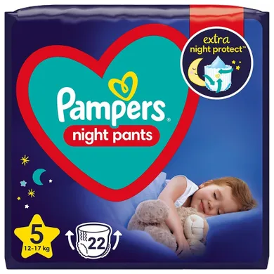 Pampers, Night Pants, pieluchomajtki, rozmiar 5, 12-17 kg, 22 szt.