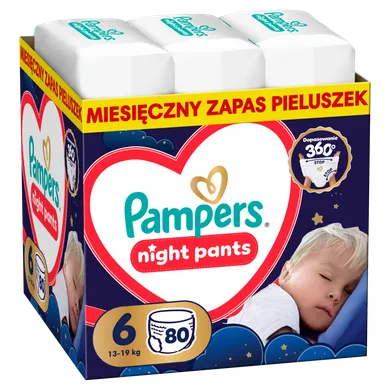 Pampers, Night, pieluchomajtki, rozmiar 6, 13-19kg, 80 szt.