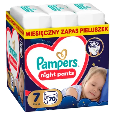 Pampers, Night, pieluchomajtki, rozmiar 7, 15kg+, 70 szt.