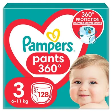 Pampers, Pants, pieluchomajtki, rozmiar 3, 6-11 kg, 128 szt.