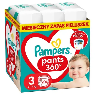 Pampers, Pants, pieluchomajtki, rozmiar 3, 6-11 kg, 204 szt.