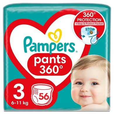 Pampers, Pants, pieluchomajtki, rozmiar 3, 6-11 kg, 56 szt.