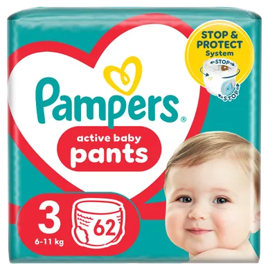 Pampers, Pants, pieluchomajtki, rozmiar 3, 6-11 kg, 62 szt.