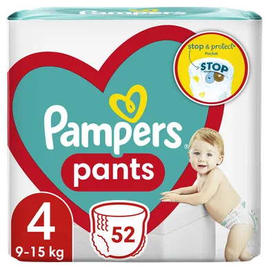 Pampers, Pants, pieluchomajtki, rozmiar 4, 9-15 kg, 52 szt.