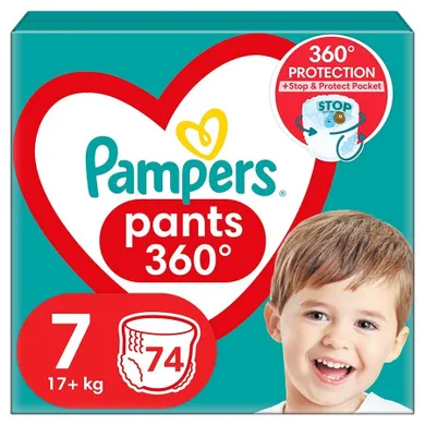 Pampers, Pants, pieluchomajtki, rozmiar 7, 17+ kg, 74 szt.