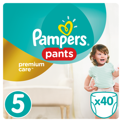Pampers, Premium Care Pants, pieluchomajtki, rozmiar 5, Junior, 40 szt.