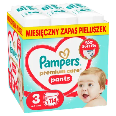 Pampers, Premium Care, pieluchomajtki, rozmiar 3, 6-11kg, 114 szt.