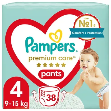 Pampers, Premium Care, pieluchomajtki, rozmiar 4, 9-15 kg, 38 szt.