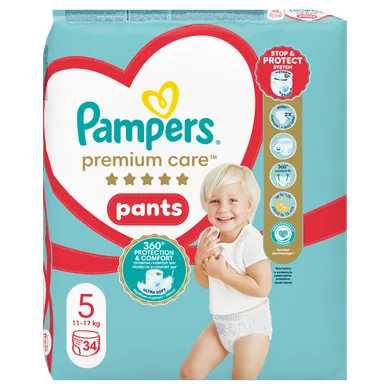 Pampers, Premium Care, pieluchomajtki, rozmiar 5, 11-17 kg, 34 szt.