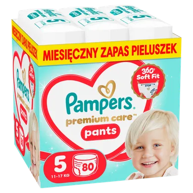 Pampers, Premium Care, pieluchomajtki, rozmiar 5, 11-17kg, 80 szt.