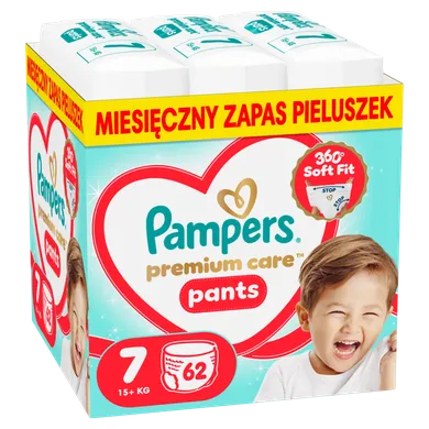 Pampers, Premium Care, pieluchomajtki, rozmiar 7, 15kg+, 62 szt.