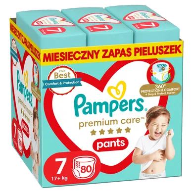 Pampers, Premium Care, pieluchomajtki, rozmiar 7, 17 kg+, 80 szt.