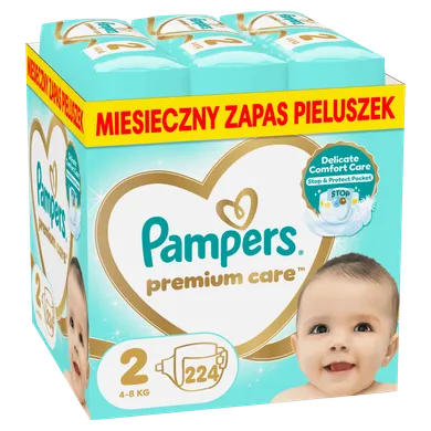 Pampers, Premium Care, pieluchy jednorazowe, rozmiar 2, 4-8 kg, 224 szt.