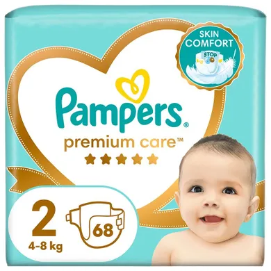 Pampers, Premium Care, pieluchy jednorazowe, rozmiar 2, 4-8 kg, 68 szt.