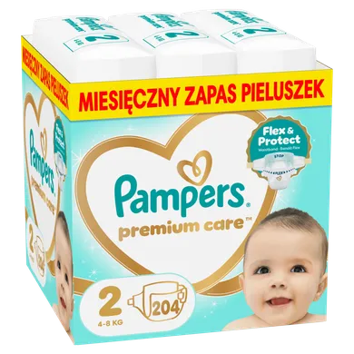 Pampers, Premium Care, pieluchy jednorazowe, rozmiar 2, 4-8kg, 204 szt.