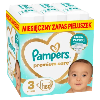 Pampers, Premium Care, pieluchy jednorazowe, rozmiar 3, 6-10kg, 180 szt.