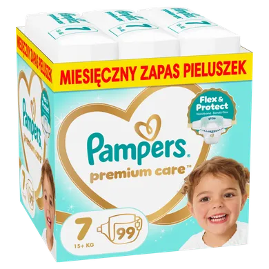 Pampers, Premium Care, pieluchy jednorazowe, rozmiar 7, 15kg+, 99 szt.