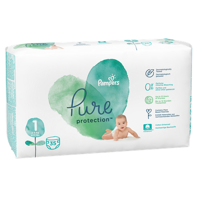 Pampers, Pure Protection, pieluchy jednorazowe, rozmiar 1, 35 szt.