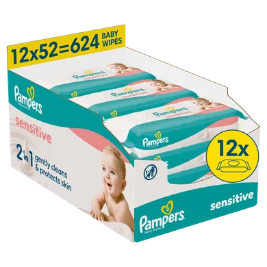 Pampers, Sensitive, chusteczki nawilżane dla dzieci, 12-52 szt.