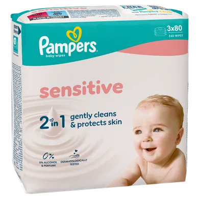 Pampers, Sensitive, chusteczki nawilżane dla dzieci, 3-80 szt.