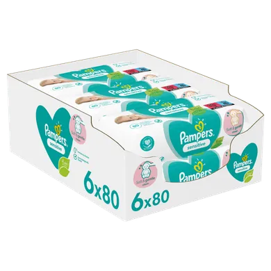 Pampers, Sensitive, chusteczki nawilżane dla niemowląt, 6-80 szt.