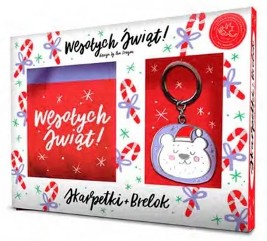 Pan Dragon, zestaw brelok, + skarpety, Wesołych Świąt Misiu