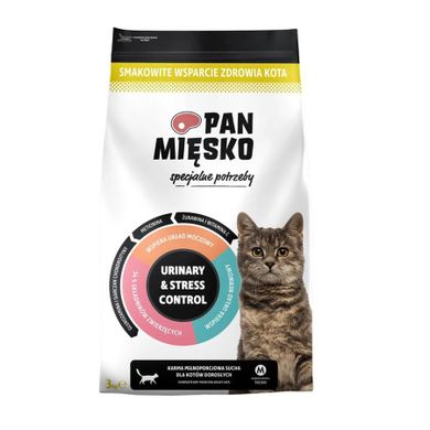 Pan Mięsko, Urinary & Stress Control, sucha karma dla kota, 3 kg