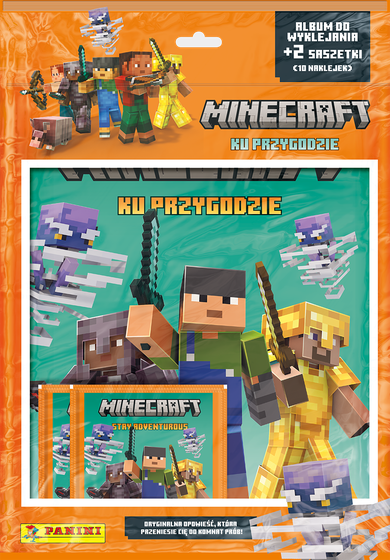 Panini, Minecraft, zestaw startowy, album na naklejki kolekcjonerskie + 10 naklejek