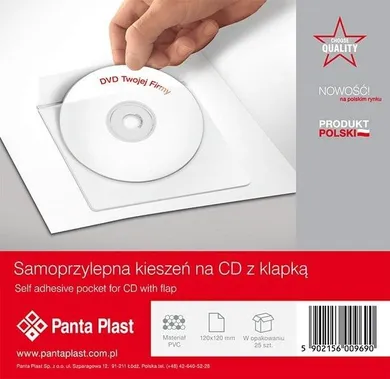 Panta Plast, kieszeń samoprzylepna z klapką na płytę CD