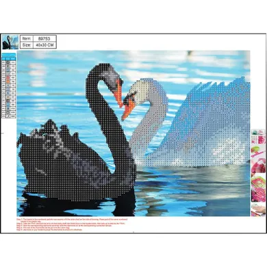 Panta Plast, mozaika diamentowa 5D kit, Swans, 30-40 cm