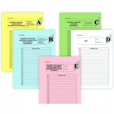 Panta Plast, przekładki do akt osobowych A4, ABCDE