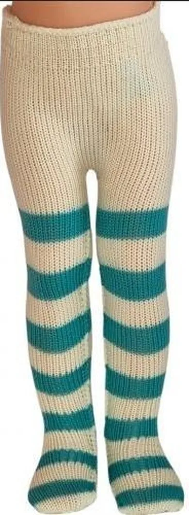 Paola Reina, rajstopy dla lalek, 32 cm, kremowe w zielone paski