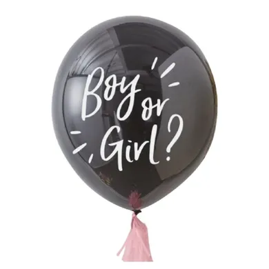 Party Tino, Baby Shower, Boy or Girl?, balon lateksowy, konfetti różowe, 90 cm, 1szt.