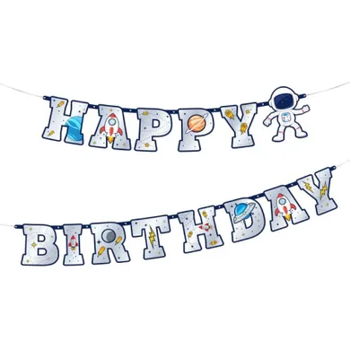 Party Tino, baner, Happy Birthday, urodzinowy, kosmos, 220 cm